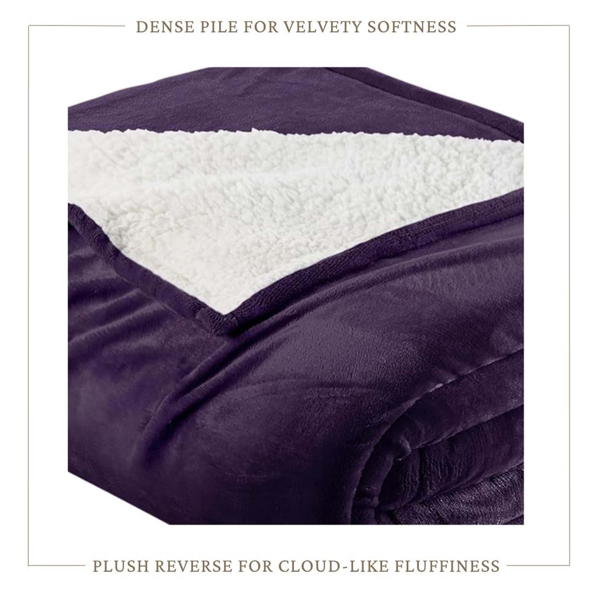 White Velvet Plush Sherpa Reversible Bed Blanket Ultra Soft - Image 49