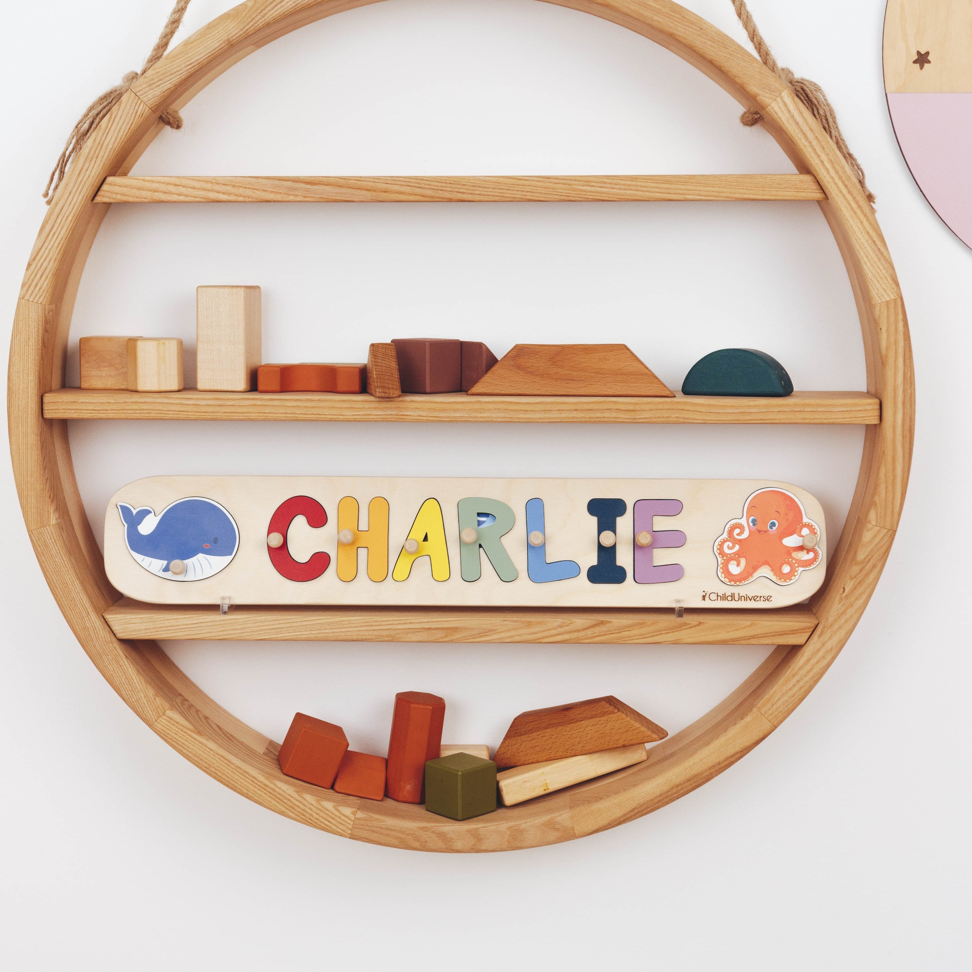 Wooden Ocean Name Puzzle – Educational Scandi-Style Kids Decor