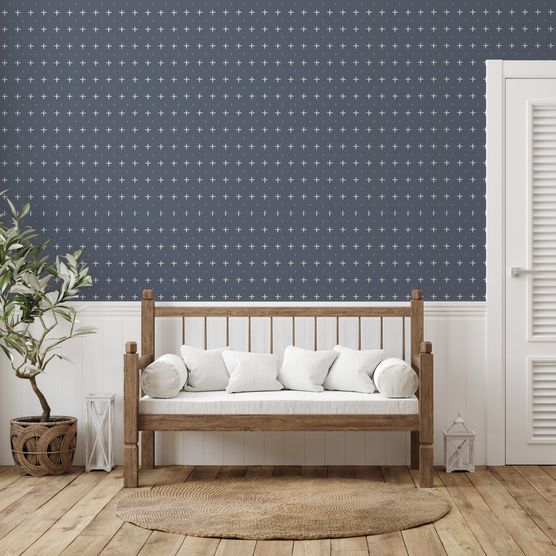 Peralta wallpaper print by Hailey Kiefer Designs displayed on a wall