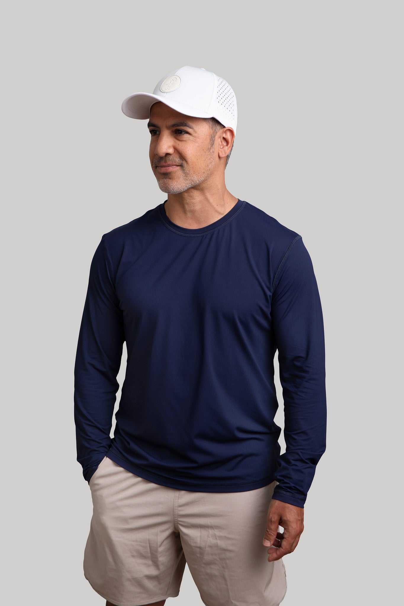 White UV Protective Performance Sport Hat with Breathable Sides - Image 6