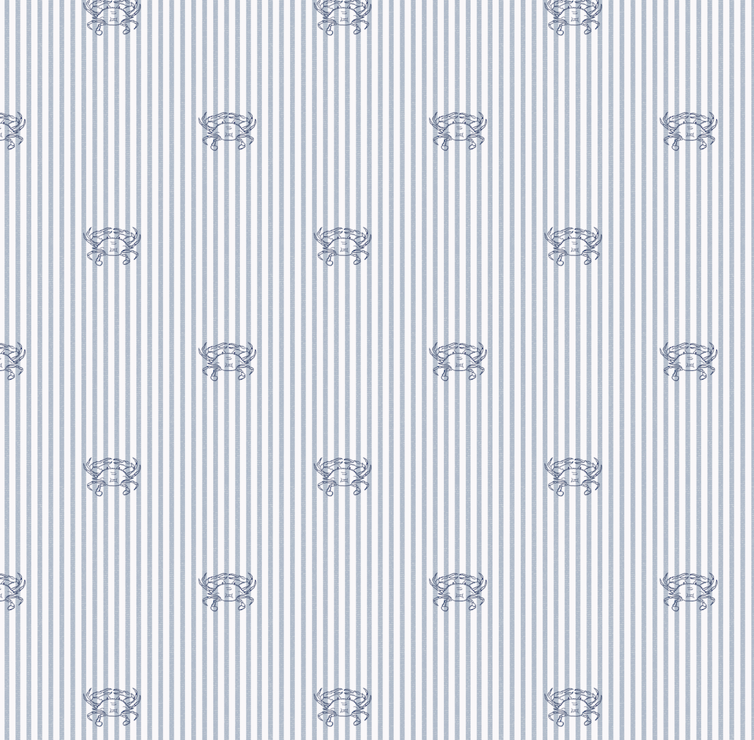 Claude Coastal Wallpaper - Preppy Blue & Sage Green Design