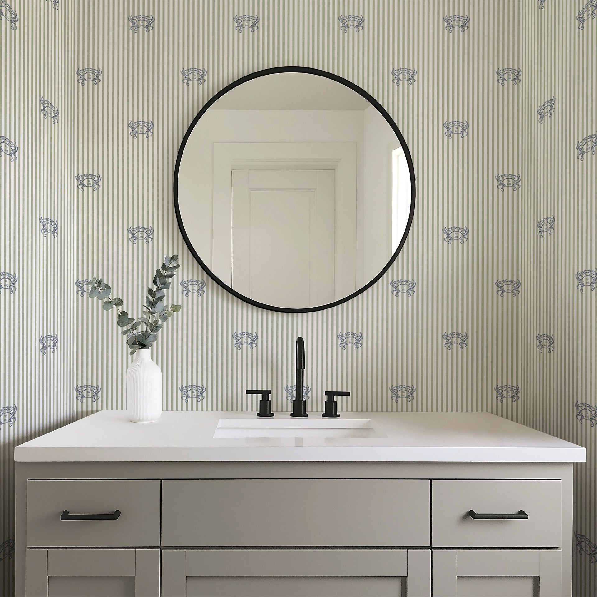 Claude wallpaper in coastal blue and sage-green palette.