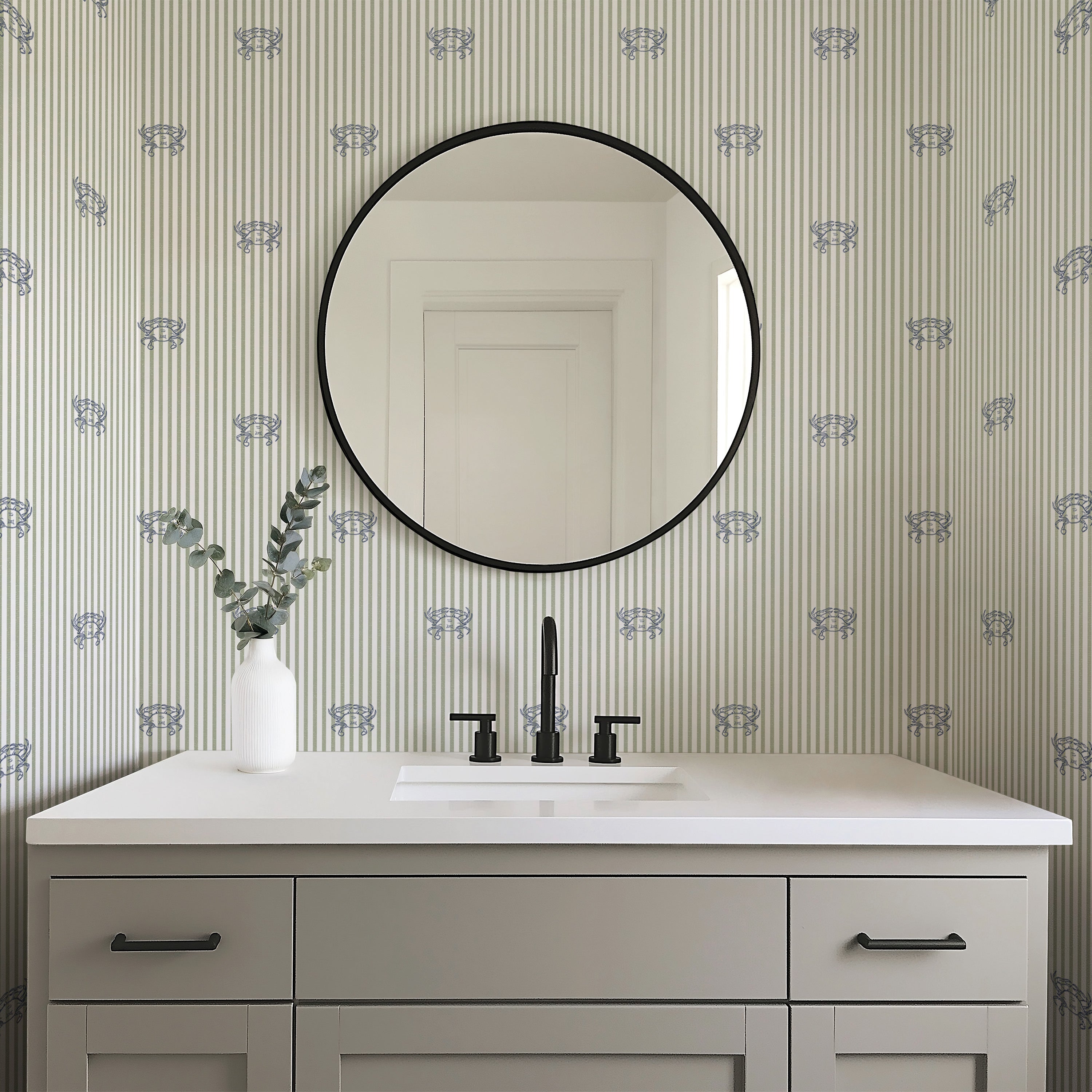 Claude wallpaper in coastal blue and sage-green palette.