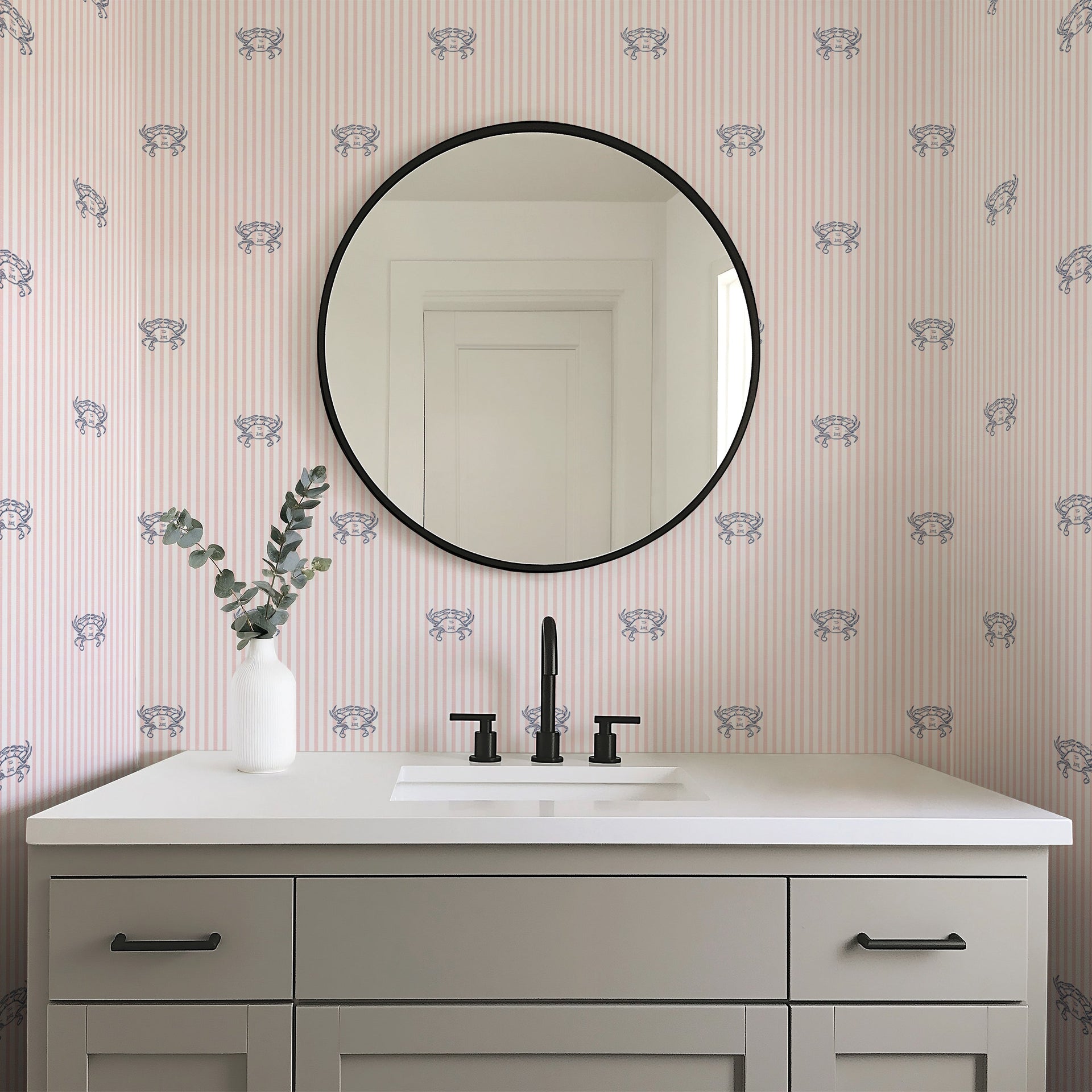 Claude Coastal Wallpaper - Preppy Blue & Sage Green Design