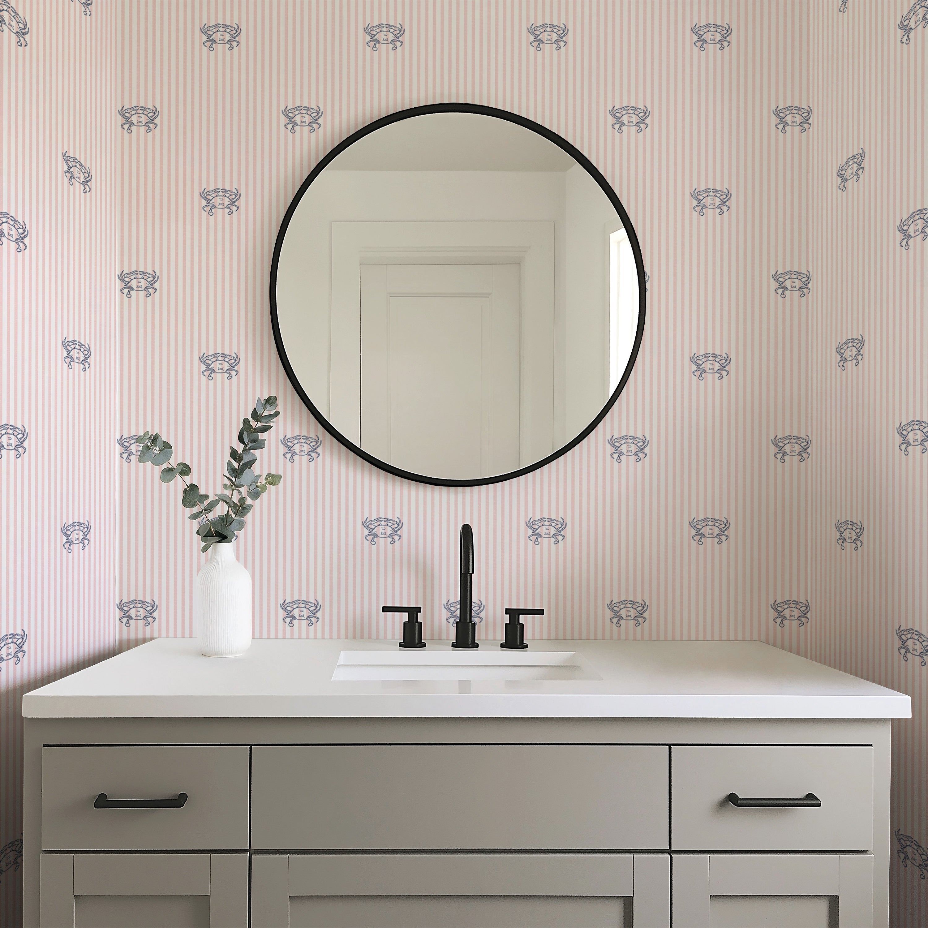 Claude Coastal Wallpaper - Preppy Blue & Sage Green Design