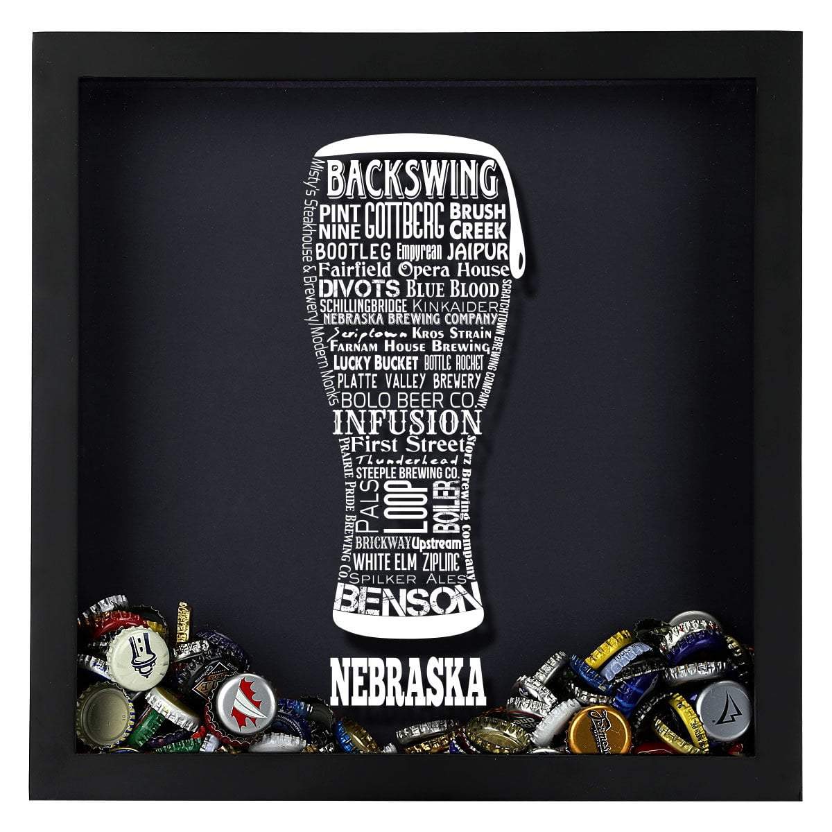 Nebraska Beer Typography Shadow Box