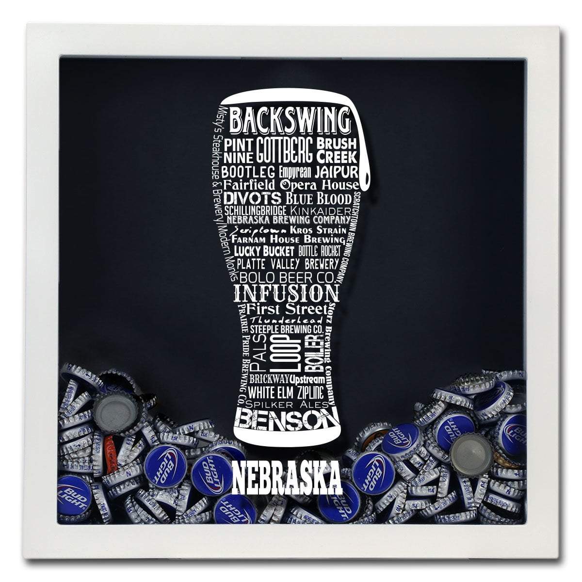 Nebraska Beer Typography Shadow Box