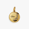 Niece Lavender Disc Charm with floral etchings and engraved sentimental message on a white background.
