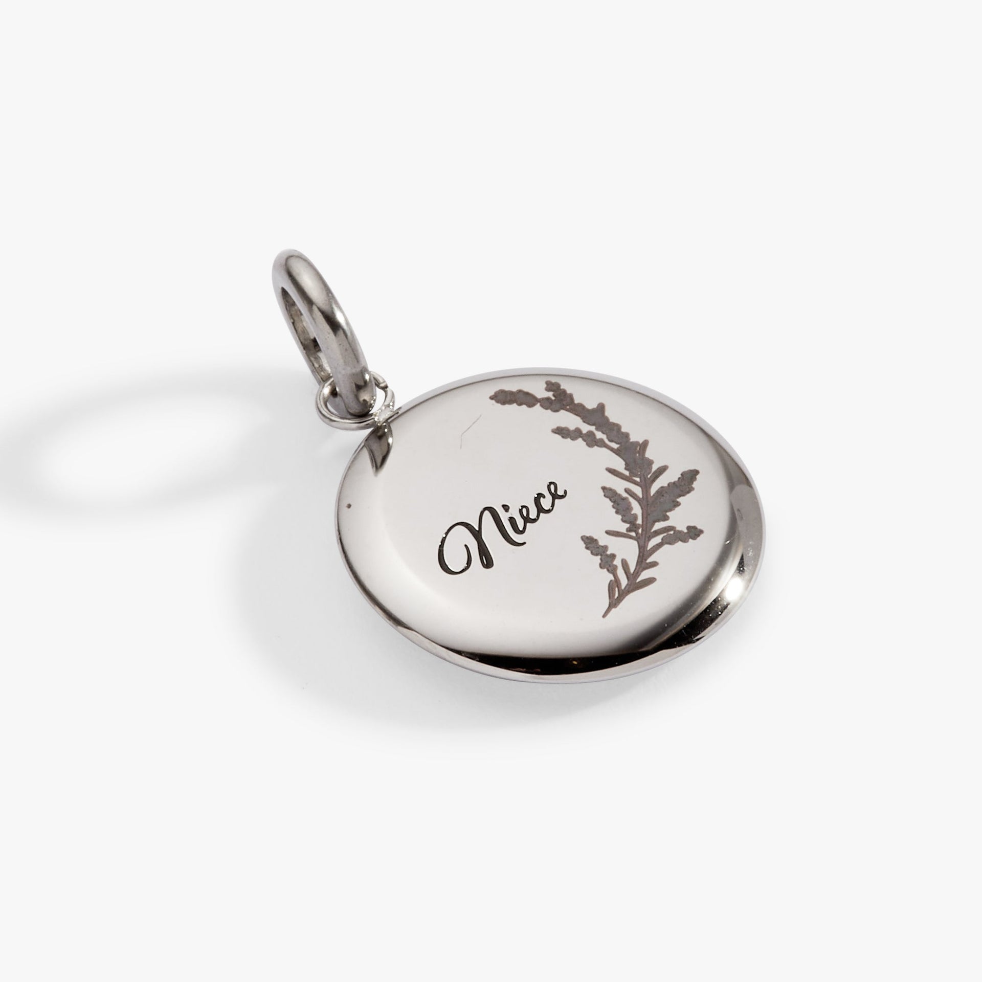 Niece Lavender Disc Charm - Meaningful Family Keepsake Necklace