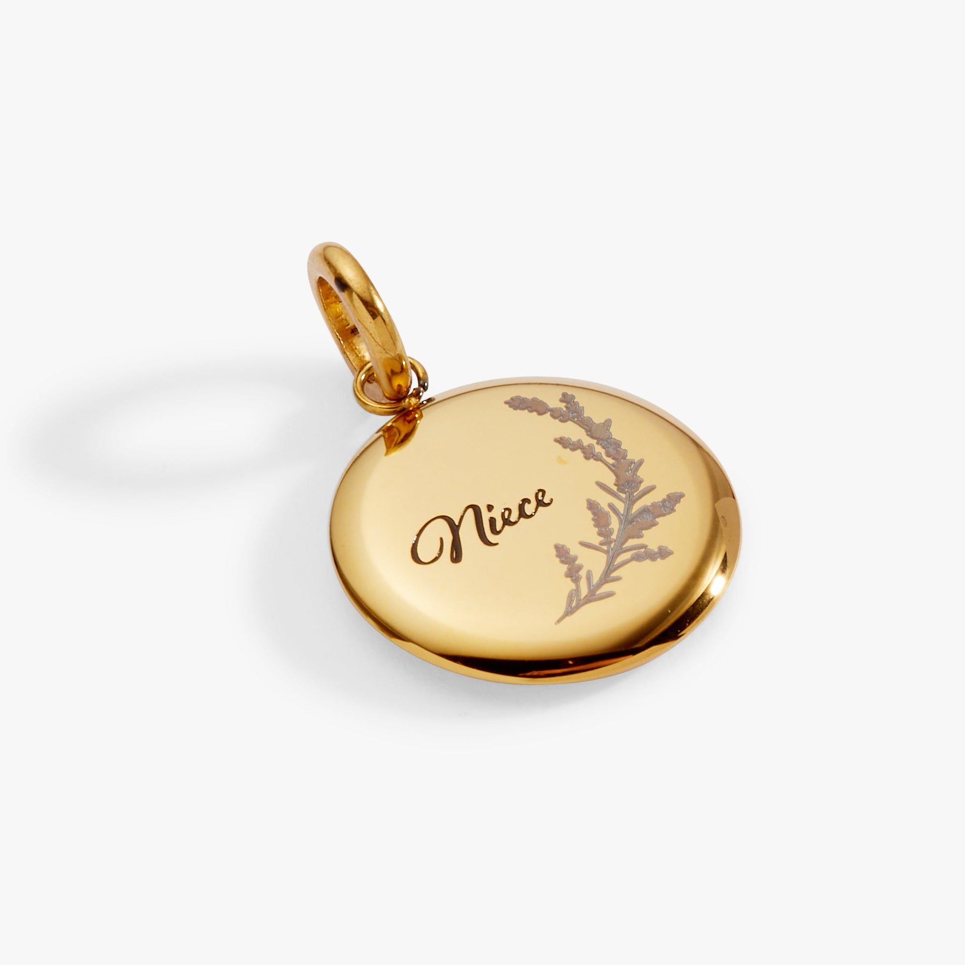 Niece Lavender Disc Charm - Meaningful Family Keepsake Necklace