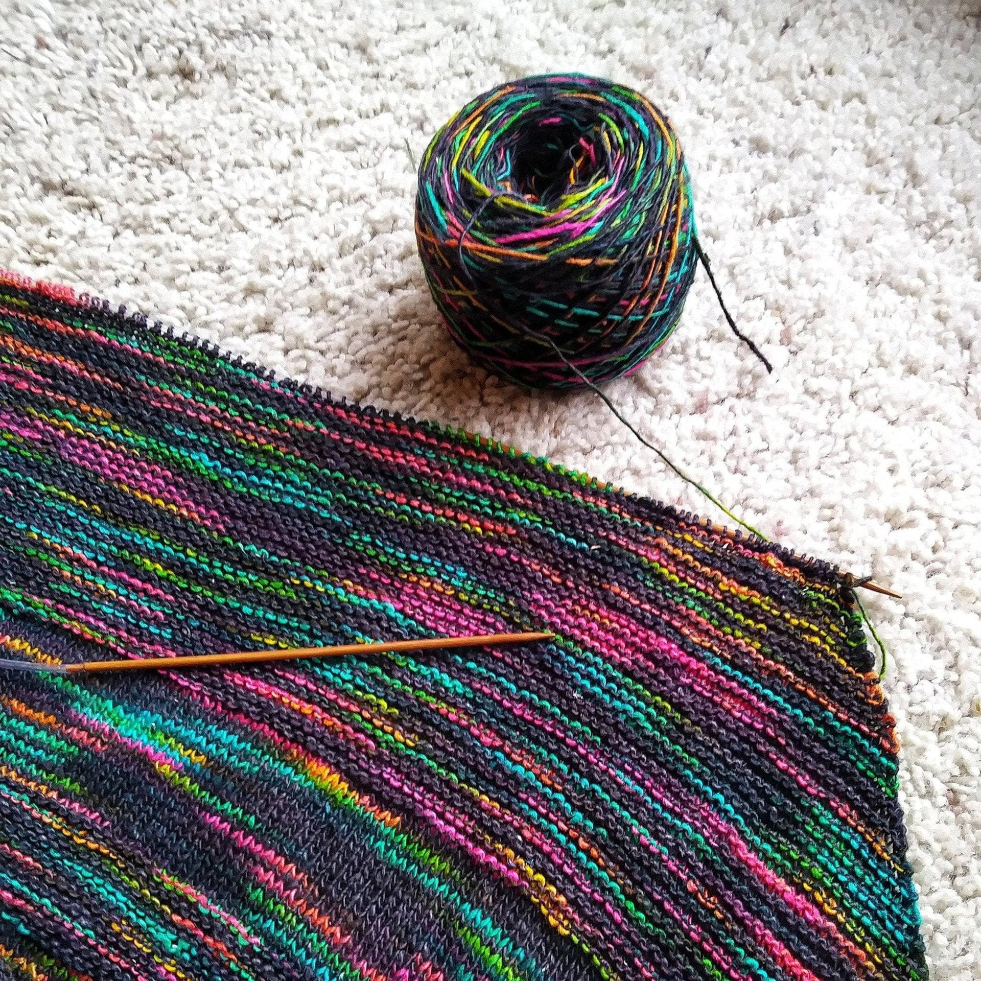 Neon Pop Shawl Knitting Pattern: Easy DIY Colorful Scarf Project
