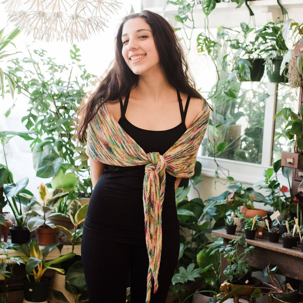 Neon Pop Shawl Knitting Pattern: Easy DIY Colorful Scarf Project