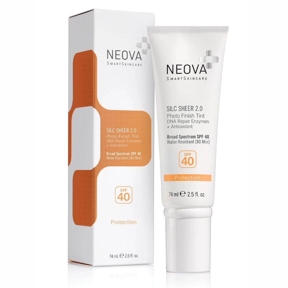 Neova Silc Sheer 2.0 SPF 40 75ml bottle for sun protection and DNA repair