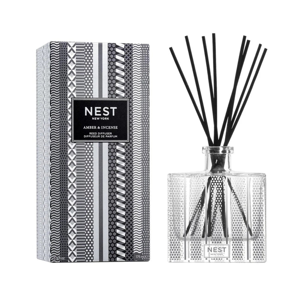Modern clear and black geometric glass reed diffuser by NEST New York