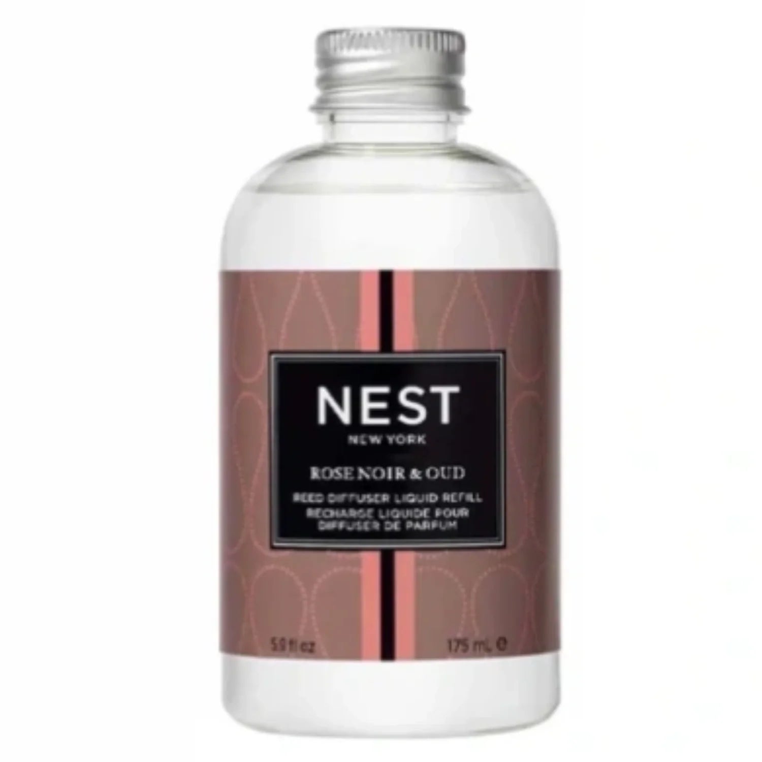 5.9 oz bottle of Rose Noir & Oud Reed Diffuser refill oil for luxury home fragrance.