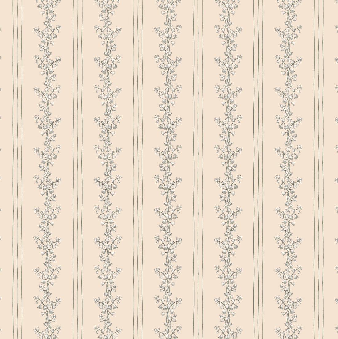 Janie Floral Wallpaper in Blue, White, Charcoal, and Cream