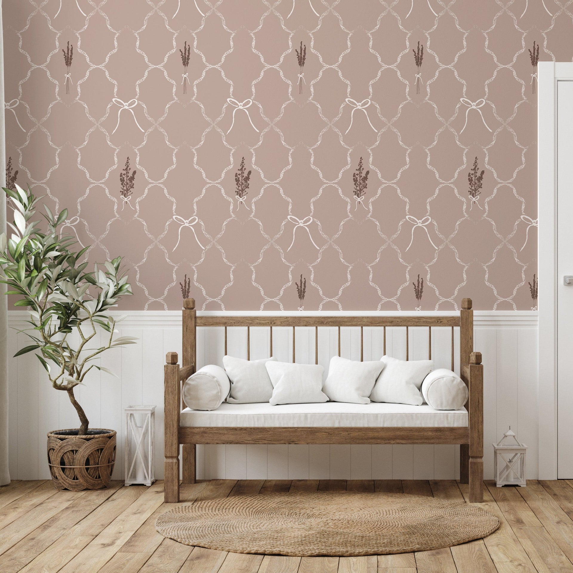 Livingston wallpaper pattern by Rusky Rose by Amy on a wall