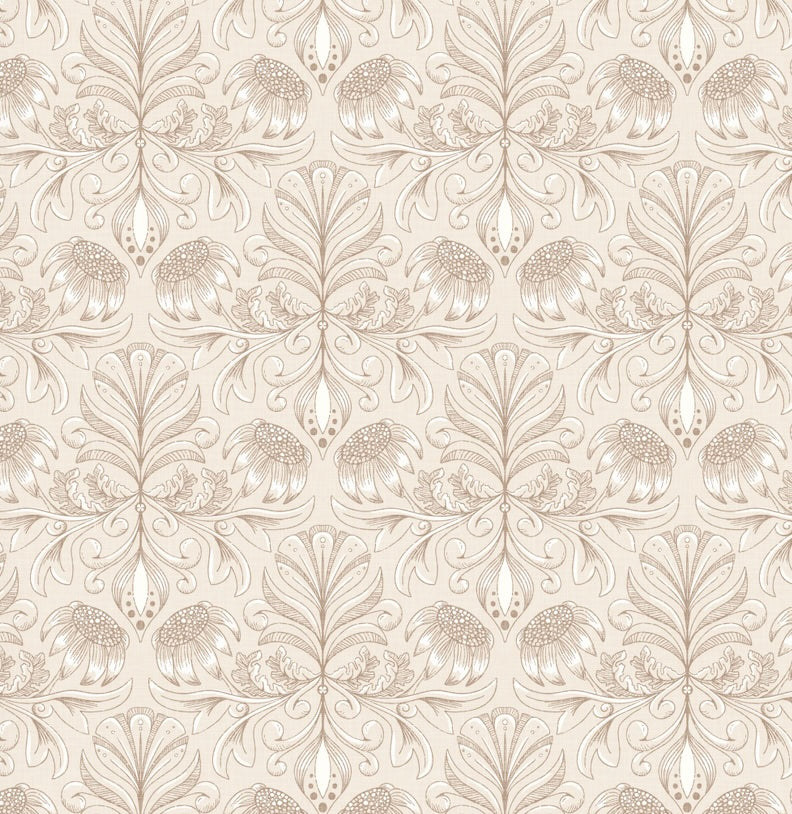 Swinton Floral Wallpaper in Pink and Beige Traditional Design