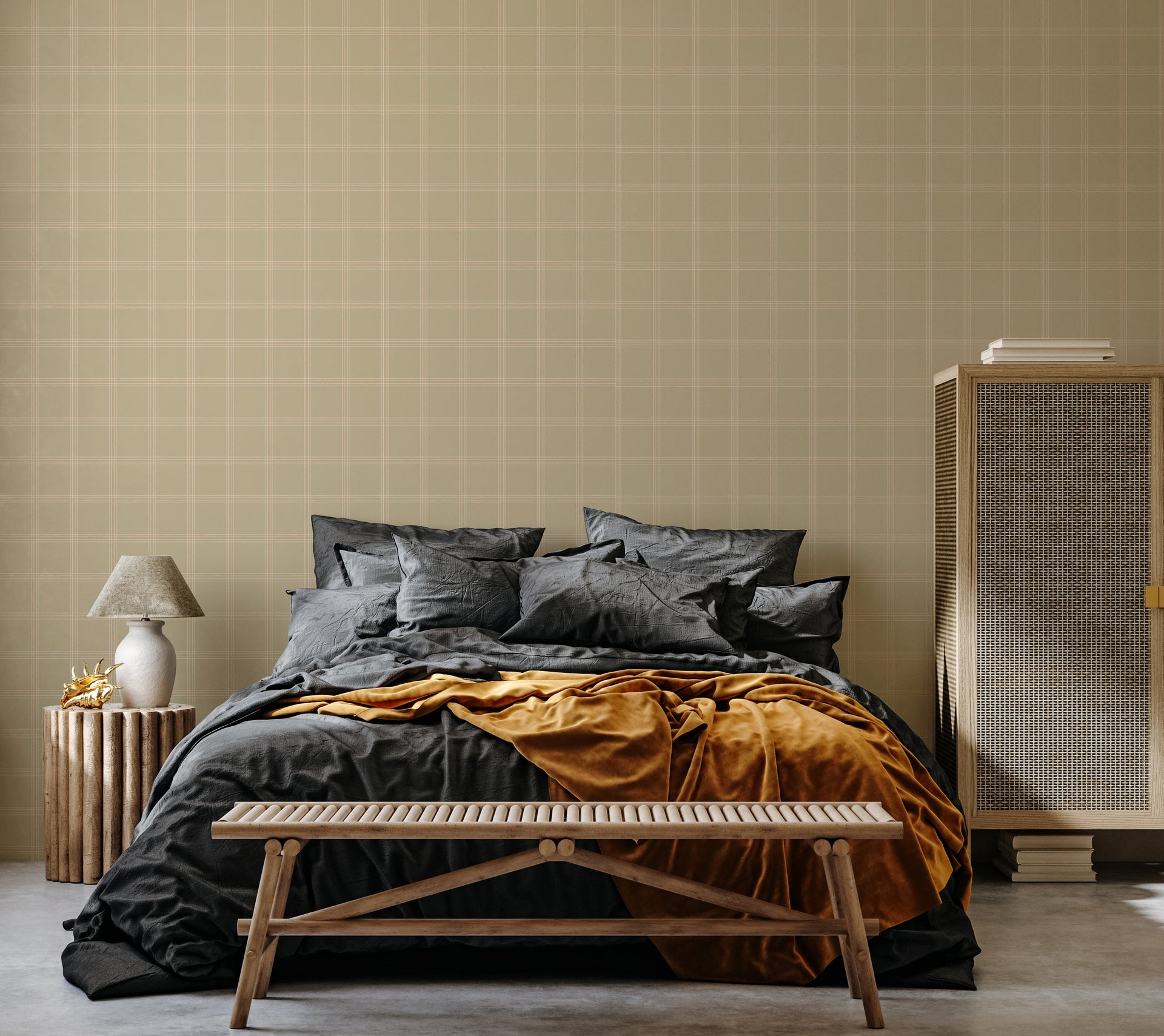 Max Geometric Wallpaper in Brown, Beige, and Green - Minimalist