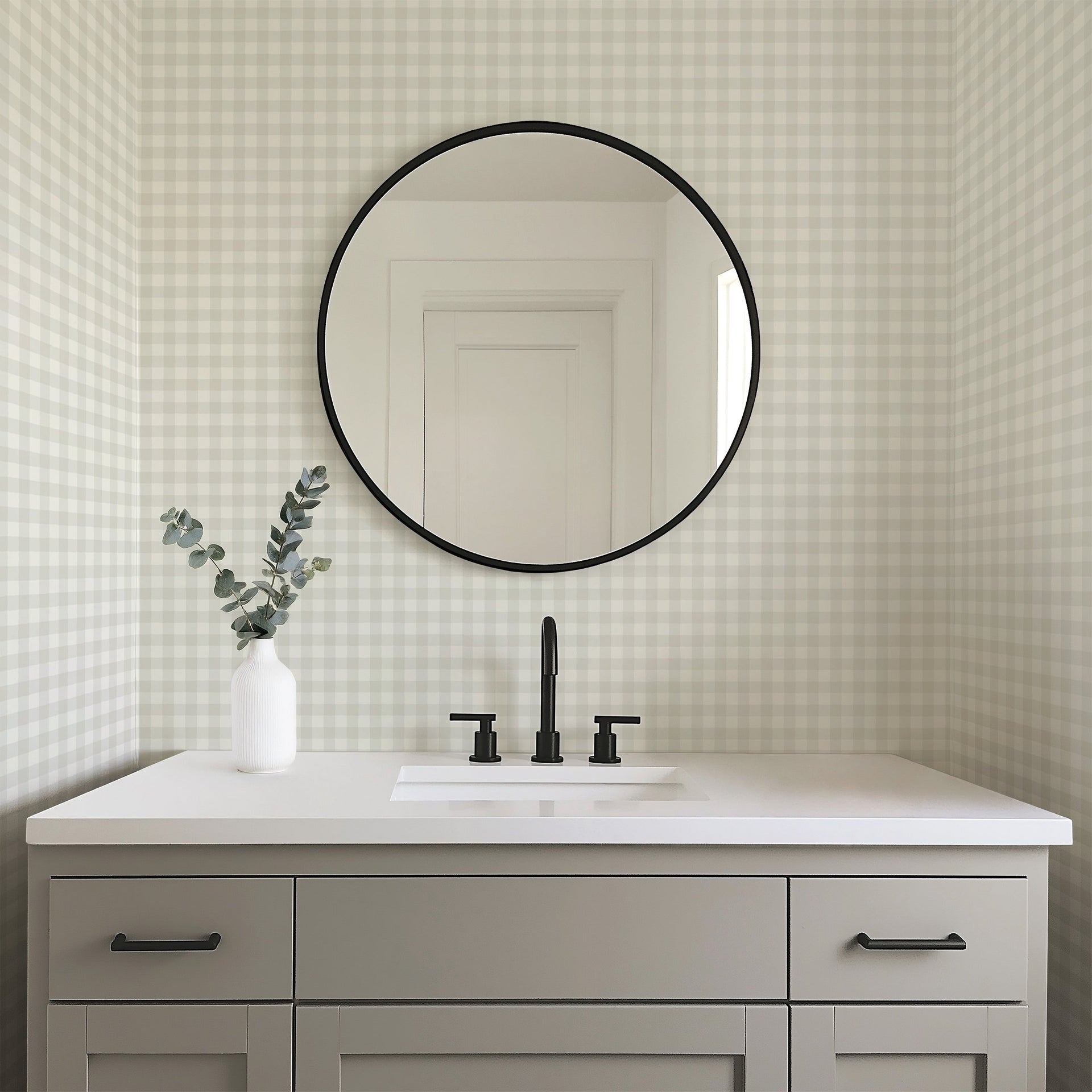 Burke Removable Wallpaper - Sage Green & Off-White Geometric