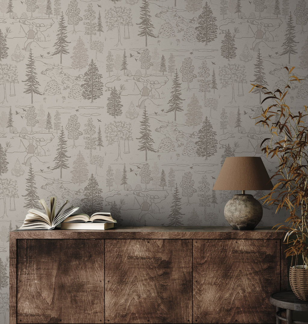 Milton Rustic Lodge-Style Wallpaper Outdoor-Inspired Floral