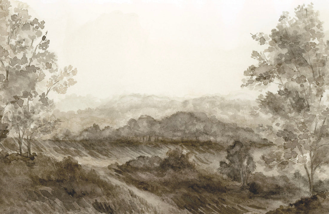 Somerset Fields Nature-Inspired Wallpaper in Taupe and Cream