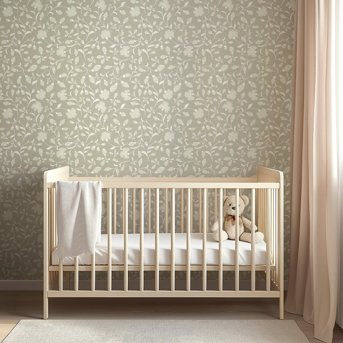 Avie Floral Wallpaper in Mauve and Charcoal Minimalist Design