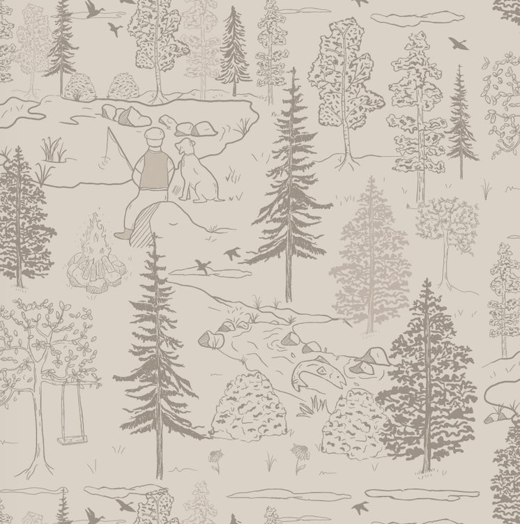Milton Rustic Lodge-Style Wallpaper Outdoor-Inspired Floral