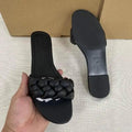 Women’s Leather Flat Slides – Minimalist Designer Summer Sandals
