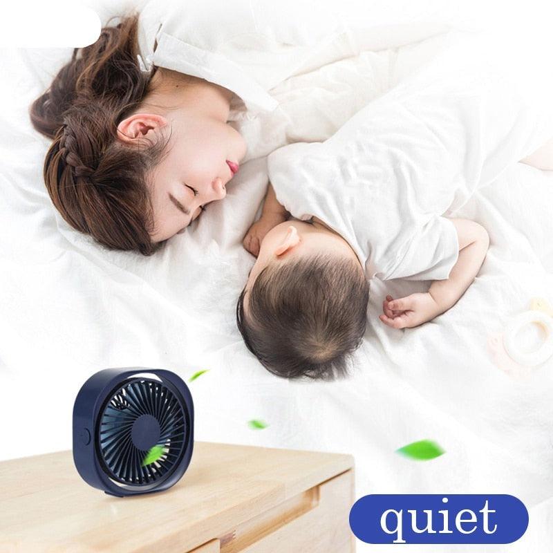 360° Portable Mini Desk Fan, Quiet USB Cooling Fan for Office
