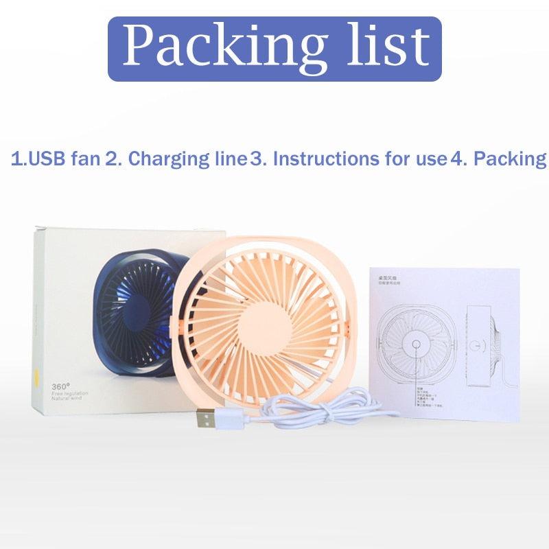 360° Portable Mini Desk Fan, Quiet USB Cooling Fan for Office