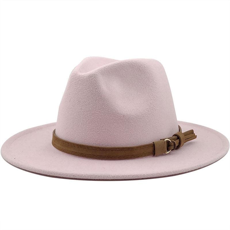 Unisex Adjustable Wool Fedora Wide Brim Hat for Autumn & Winter