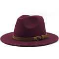 Unisex Adjustable Wool Fedora Wide Brim Hat for Autumn & Winter