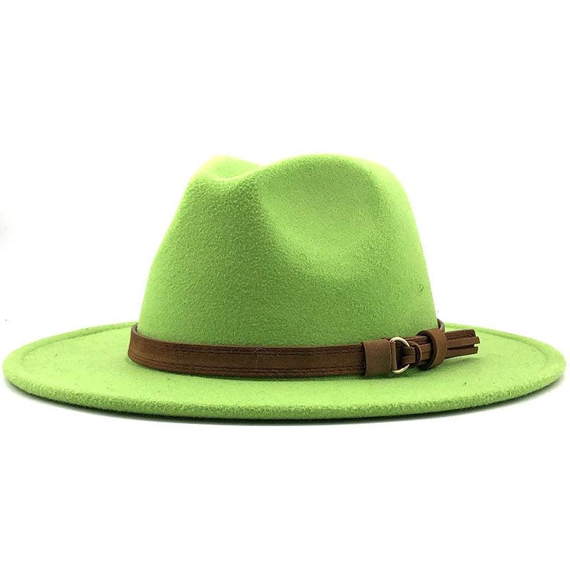 Unisex Adjustable Wool Fedora Wide Brim Hat for Autumn & Winter