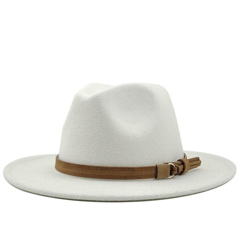 Unisex Adjustable Wool Fedora Wide Brim Hat for Autumn & Winter