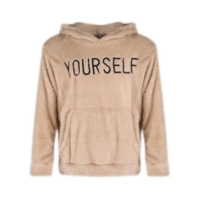 Men's Embroidered Letter Knit Hoodie Streetwear Casual Sweatshirt