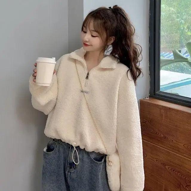 Women's Imitation Lamb Fleece Hoodie Oversized Autumn Winter Jacket