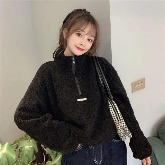 Women's Imitation Lamb Fleece Hoodie Oversized Autumn Winter Jacket