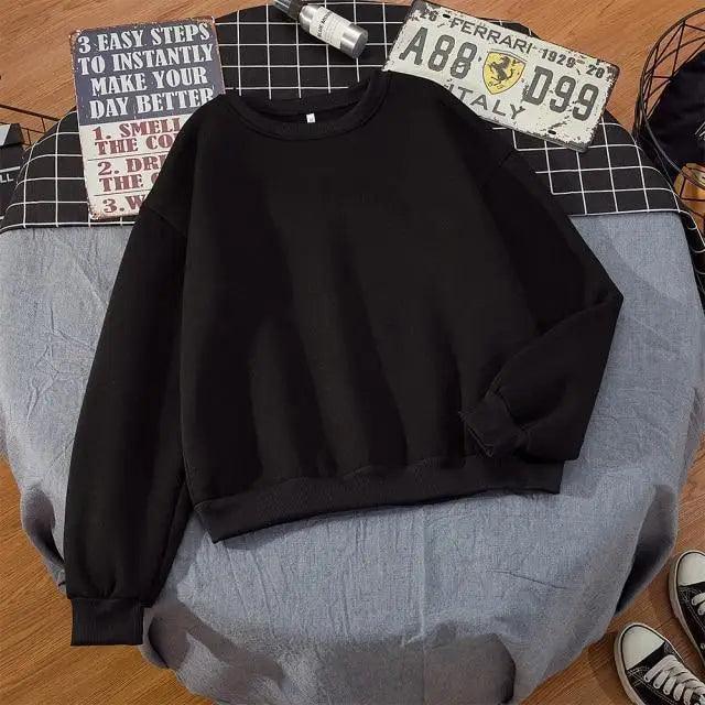 Oversized Women's Casual Crewneck Hoodie Solid Color Streetwear