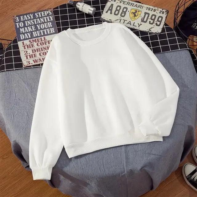 Oversized Women's Casual Crewneck Hoodie Solid Color Streetwear