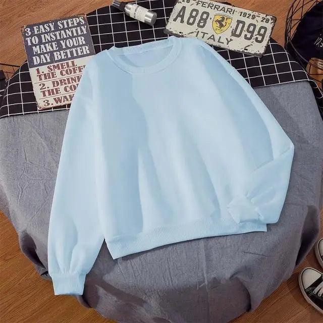Oversized Women's Casual Crewneck Hoodie Solid Color Streetwear