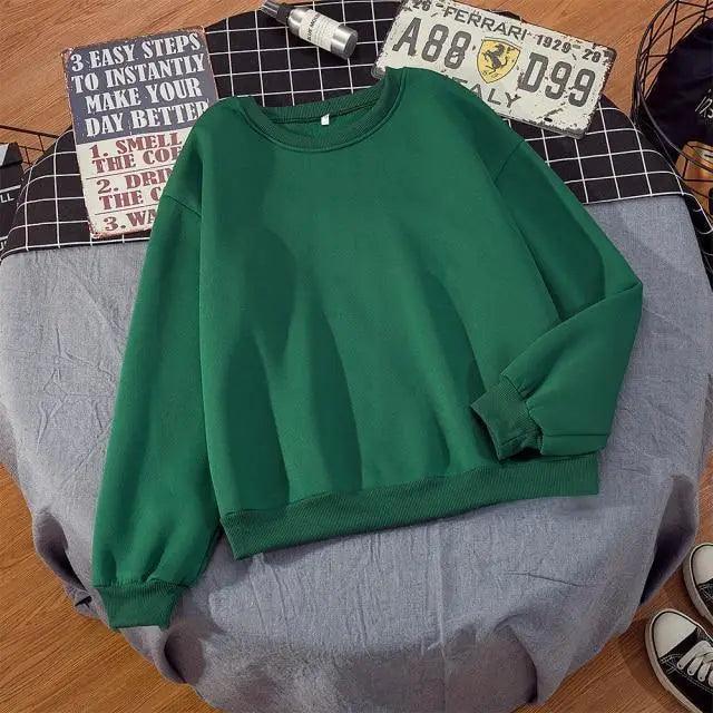 Oversized Women's Casual Crewneck Hoodie Solid Color Streetwear