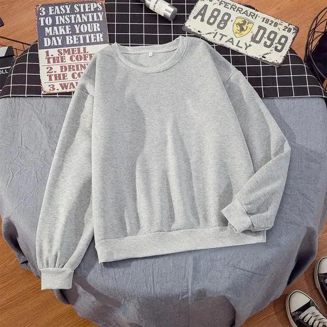 Oversized Women's Casual Crewneck Hoodie Solid Color Streetwear