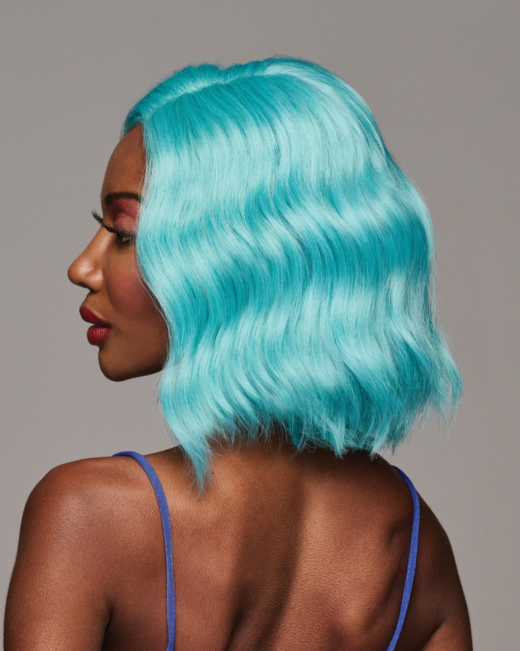 Blue Raspberry Angled Bob Lace Front Wig with Monofilament Part