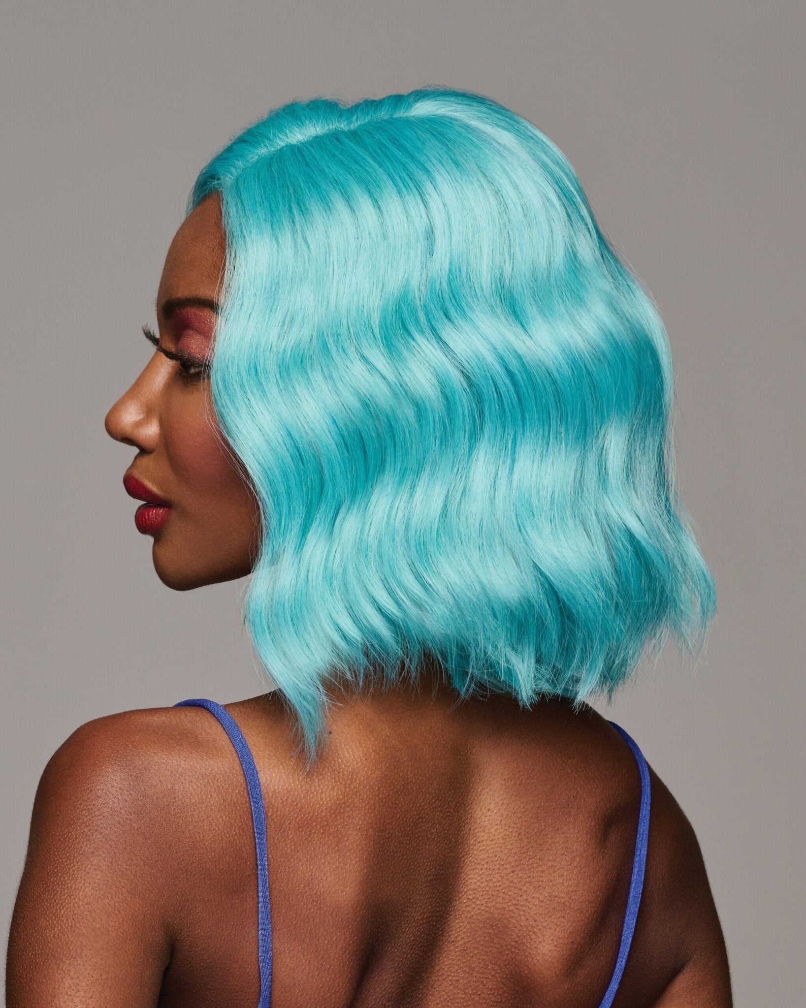 Blue Raspberry Angled Bob Lace Front Wig with Monofilament Part