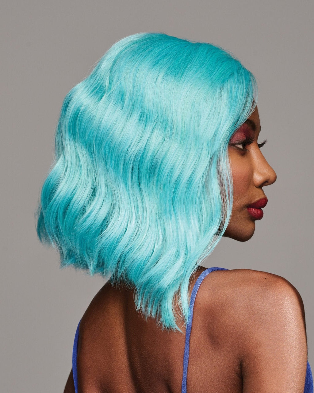 Blue Raspberry Angled Bob Lace Front Wig with Monofilament Part
