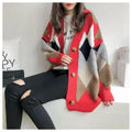 Women's Mid-Length Knit Cardigan Sweater, Lazy Style Casual Jacket