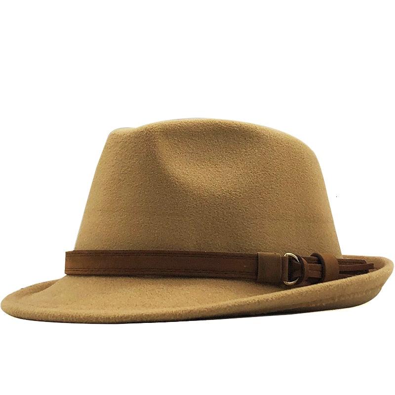 Classic Unisex Fedora Hat with Belt Buckle Vintage Style