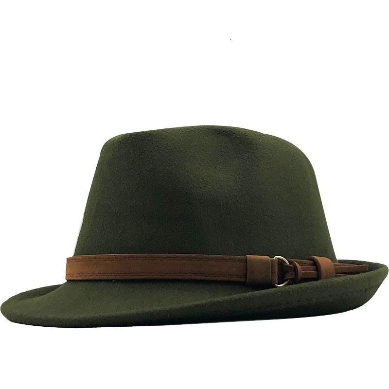 Unisex vintage fedora hat with decorative belt buckle detail