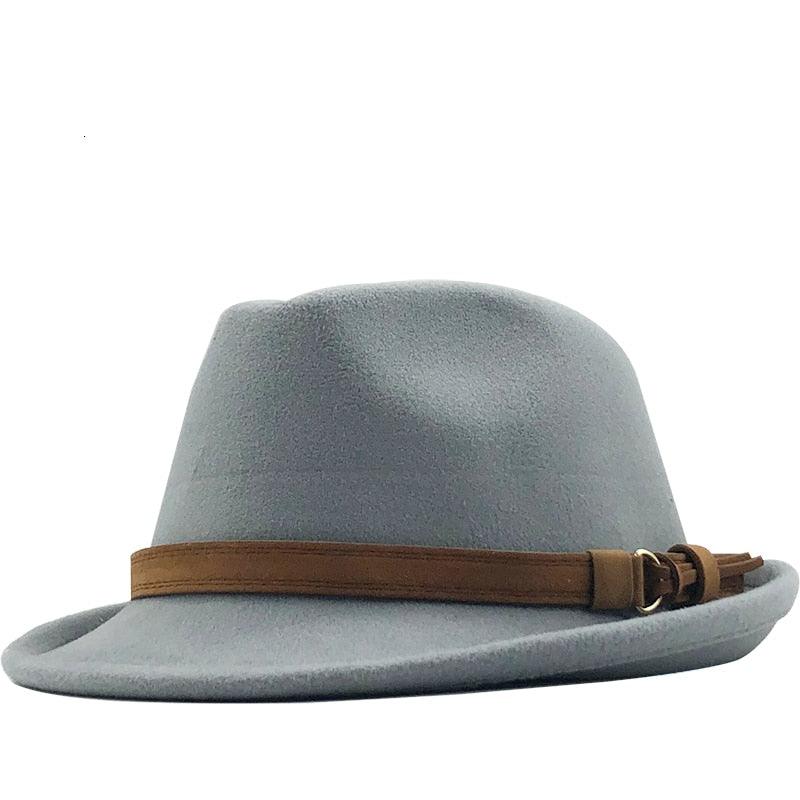 Classic Unisex Fedora Hat with Belt Buckle Vintage Style